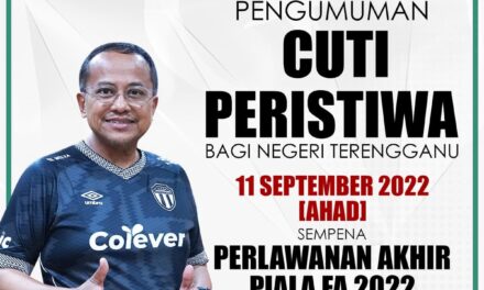 Kerajaan Terengganu umum 11 September sebagai cuti peristiwa